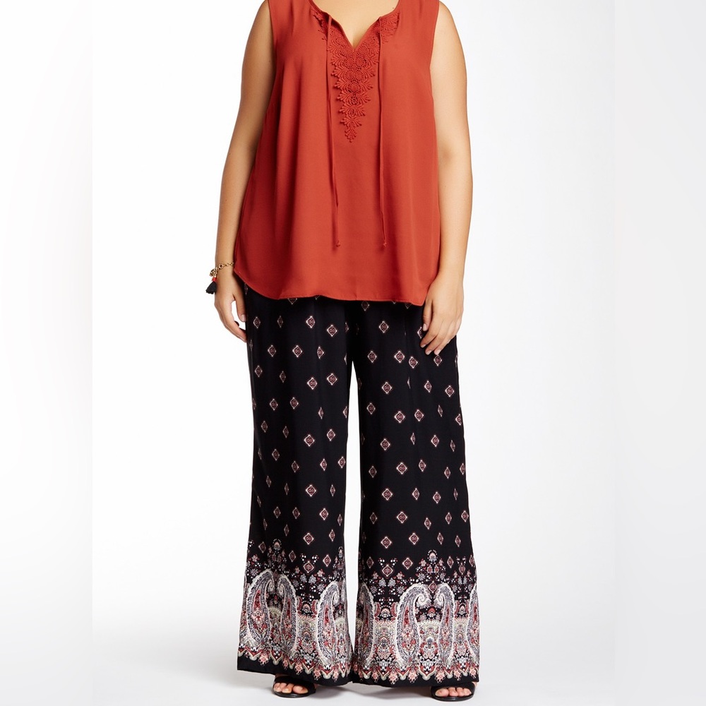 NWT Bobeau border palazzo pants—Size 2X